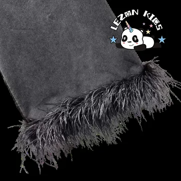 LEZONKIDS - Customizable Factory Direct Price Cool Black Feather Spaghetti Strap Dress Girls Dresses 2-14 Children Clothing